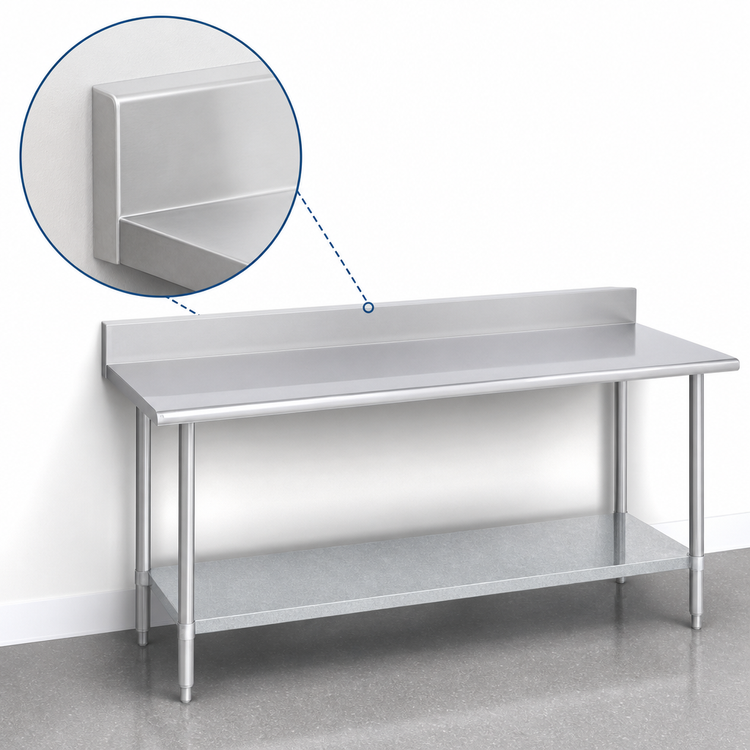 Product image #4 for Duke Standard 400 Series Stainless Steel Work Table with 5-Inch Riser, 30-Inch x 84-Inch, Galvanized Undershelf