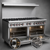 Thumbnail image #4 for Sapphire SE-RA60 NG/LP 60-Inch Gas Restaurant Range with 10 Open Burners and 2 Standard Ovens
