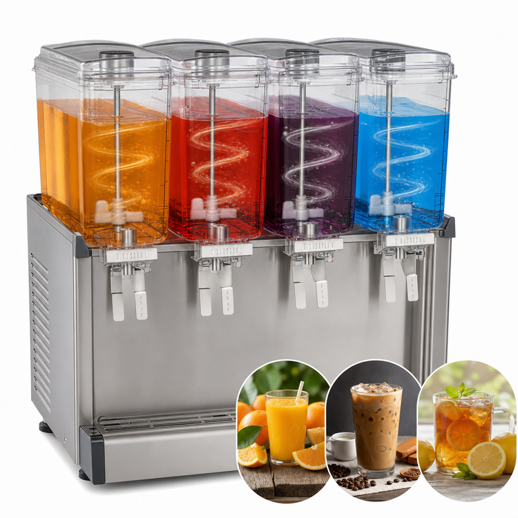 Product image #4 for Crathco Simplicity Bubbler Mini-Quad 4-Flavor Pre-Mix Cold Beverage Dispenser, 4 x 2.4-Gallon Bowls, 120V Agitator