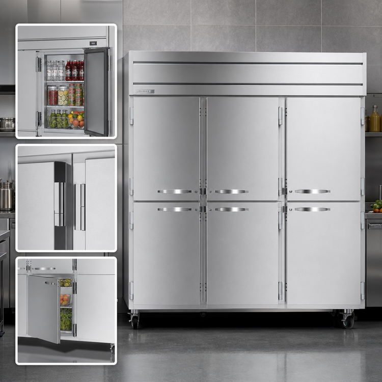 Product image #4 for Beverage-Air Horizon Series Three-Section Reach-In Freezer, 69.1 Cu. Ft., Six Half Solid Doors