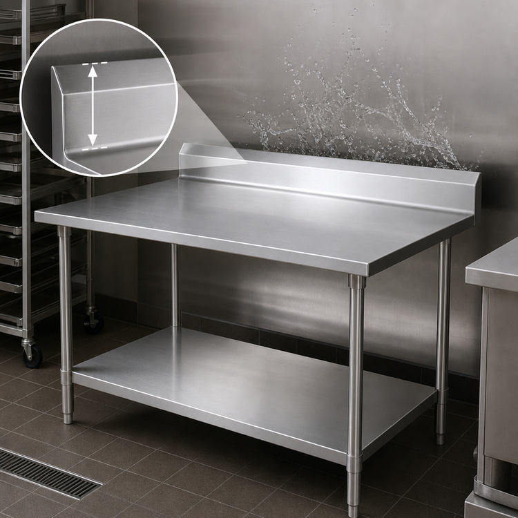 Product image #4 for John Boos Stallion 108-Inch x 24-Inch 14-Gauge Stainless Steel Top Work Table with 5-Inch Backsplash and Galvanized Undershelf