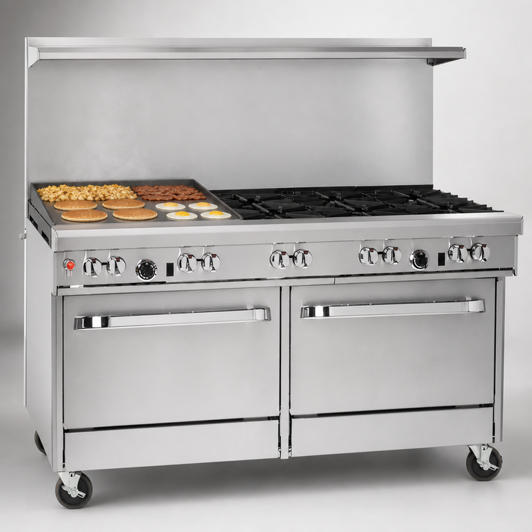 Product image #4 for Southbend Ultimate 60-Inch Commercial Gas Restaurant Range with 4 Open Burners, 24-Inch Griddle, Convection Oven and Cabinet Base