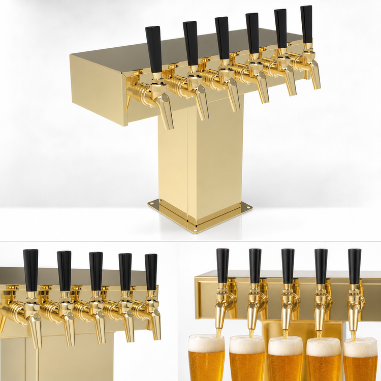 Product image #4 for Perlick 3780-5BTF 5-Faucet Air-Cooled Tee Beer Tower with Stainless Steel and Tarnish-Free Brass Finish