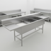 Thumbnail image #3 for Spec-Master FFN2760-3-24-14/3 Three-Compartment Flush Front Stainless Steel Sink with Left & Right Drainboards