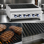 Thumbnail image #4 for Imperial (Middleby) IRB-24 24-Inch Gas Countertop Charbroiler with 4 Radiant Burners and Cast Iron Slanted Grates