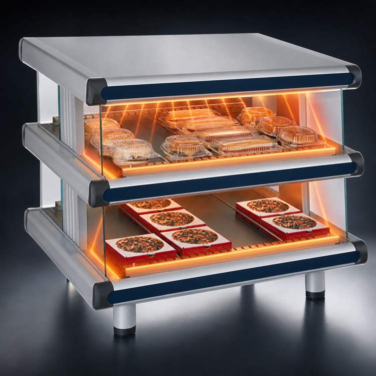 Product image #4 for Hatco Glo-Ray Designer Slant Dual Shelf Countertop Hot Food Merchandising Display Warmer, 66.25 Inches Wide