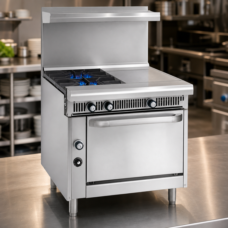 Product image #4 for Imperial Spec Series Heavy Duty 36-Inch Modular Countertop Gas Range with 2 Open Burners and 18-Inch Hot Top
