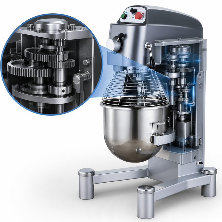 Product image #4 for Omcan USA 40 Qt Heavy-Duty Floor Planetary Mixer, 3-Speed, Gear-Driven, 220V/60/3-Phase