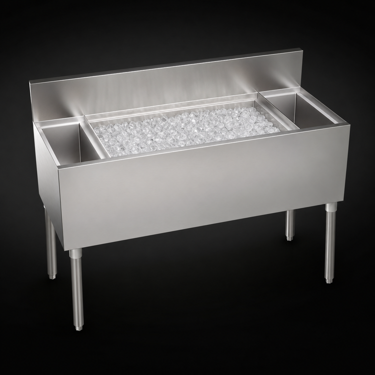 Product image #4 for Krowne Royal Series 46-Inch Underbar Speed Multi Station with 10-Circuit Cold Plate, Center Ice Bin, and Dual Bottle Wells