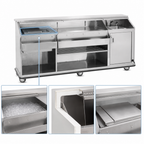 Thumbnail image #3 for FWE / Food Warming Equipment Co., Inc. SCB-8-HS 95-Inch Stainless Steel Mobile Bar with Hand Sink and 60 lb Ice Bin