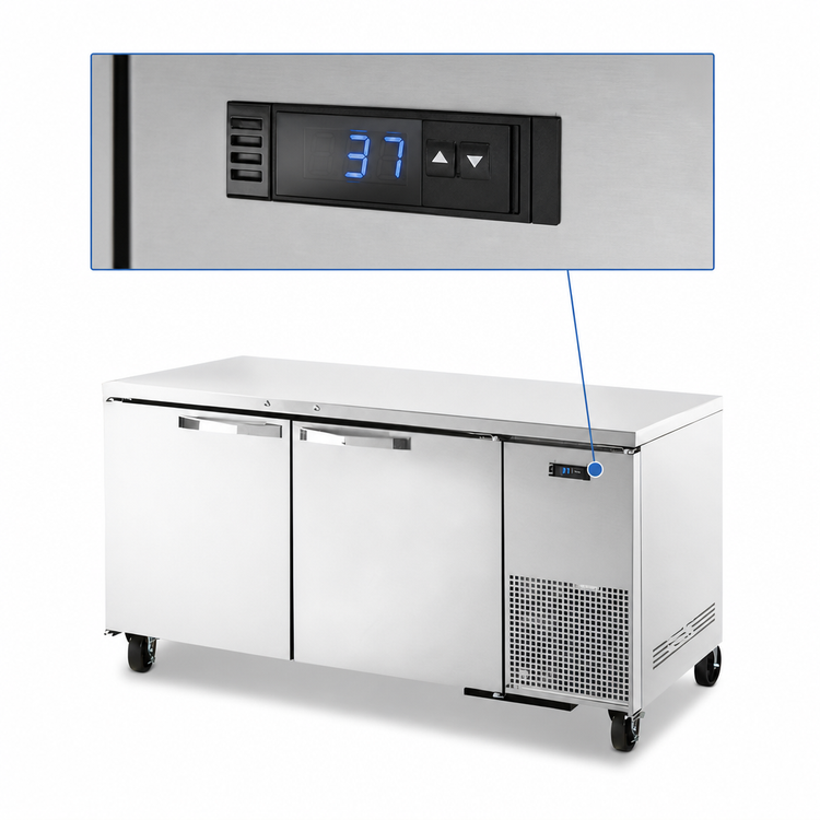 Product image #4 for True SPEC SERIES 2-Section Deep Undercounter Refrigerator, 33°F to 38°F, Self-Contained Side-Mounted, Stainless Steel