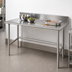 Thumbnail image #4 for Advance Tabco 84 Inches x 36 Inches 16 Gauge 430 Stainless Steel Work Table with 5-Inch Backsplash and Open Crossrail Base