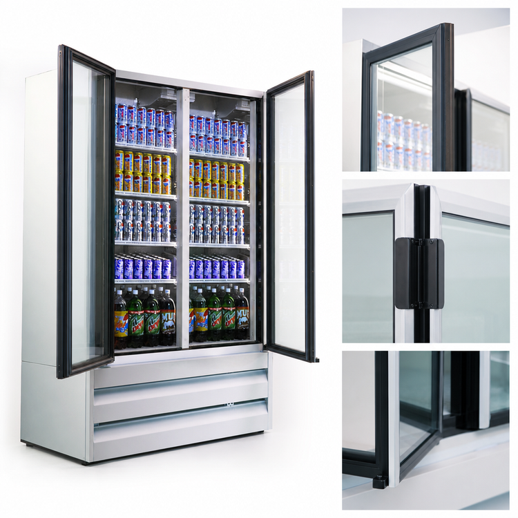 Product image #4 for Howard-McCray GF42BM-FF 42 Cu. Ft. Two-Section Bottom-Mount Self-Contained Hinged Glass Door Freezer Merchandiser