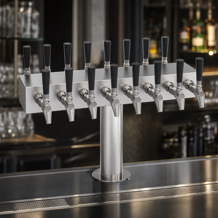 Product image #4 for Krowne Double-Sided T-Head Glycol-Cooled Beer Tower, 16 Faucets, 24-Inch Overall Length