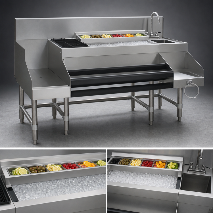 Product image #4 for Eagle Spec-Bar CCS-72-2 72" Underbar Ice Bin Cocktail Station with Blender Station