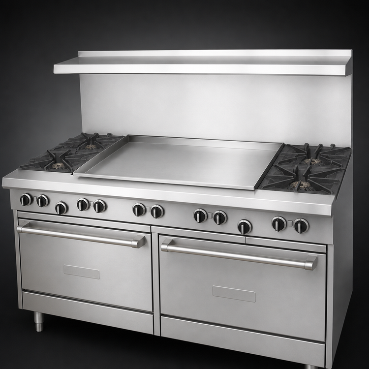 Product image #4 for US Range U Series 60-Inch Gas Restaurant Range with 2 Open Burners, 48-Inch Griddle, and 2 Standard Ovens