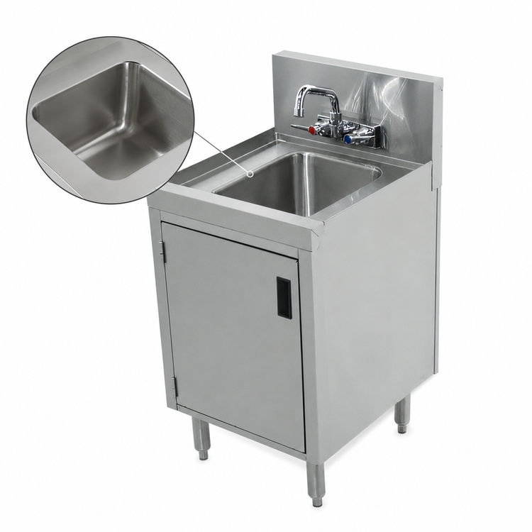 Product image #4 for Advance Tabco Prestige Supreme Freestanding Underbar Hand Sink with Cabinet Base and Faucet, 18 x 20 x 36 Inches