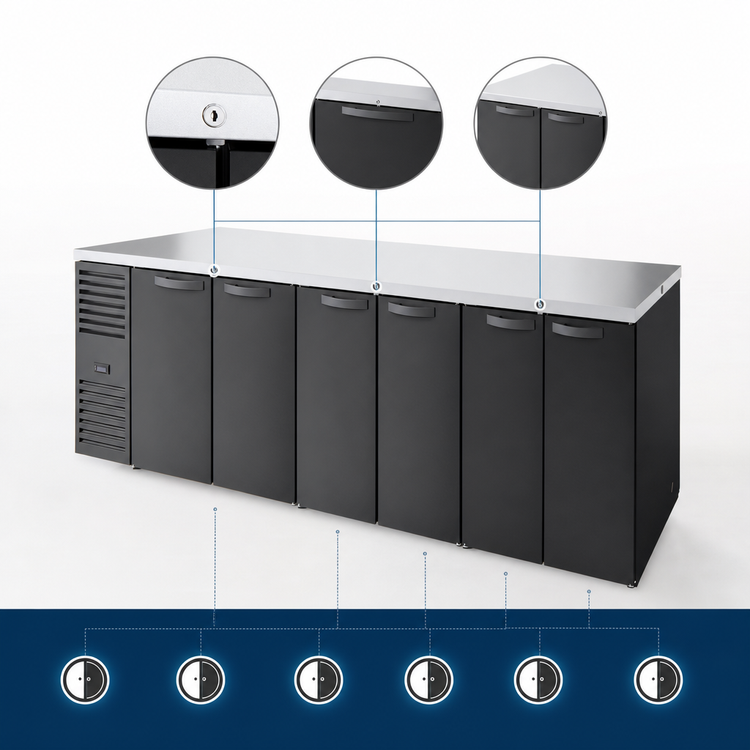 Product image #4 for True Premier Bar Pass-Thru Three-Section Back Bar Cooler, 84-Inch, 6 Solid Doors