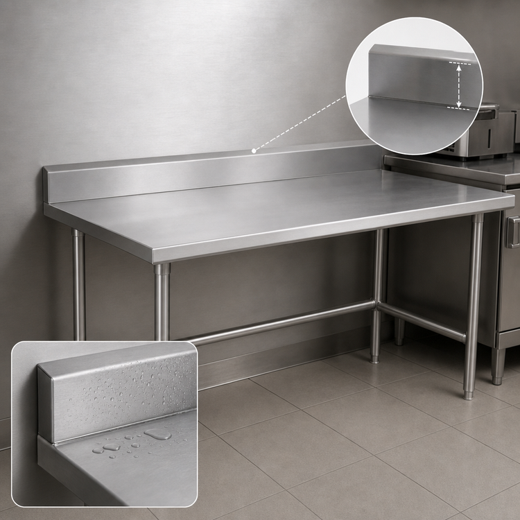 Product image #4 for Advance Tabco 108-Inch x 30-Inch Stainless Steel Work Table with 5-Inch Backsplash