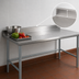 Thumbnail image #4 for Advance Tabco 12-Foot Wide 24-Inch Deep 16 Gauge 304 Stainless Steel Work Table with 5-Inch Backsplash and Galvanized Open Base