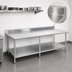 Thumbnail image #4 for 108-Inch Stainless Steel Work Table with 5-Inch Backsplash and Galvanized Undershelf