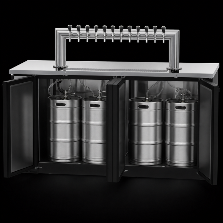 Product image #4 for Beverage-Air 78-Inch Direct Draw Beer Dispenser with 12-Tap Tower, 4 Half-Keg Capacity, 3 Doors, Black Exterior