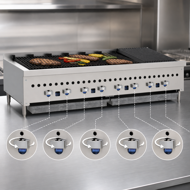 Product image #4 for Vulcan VCCB72 72-Inch Countertop Gas Charbroiler, Radiant Heat, 13 Burners