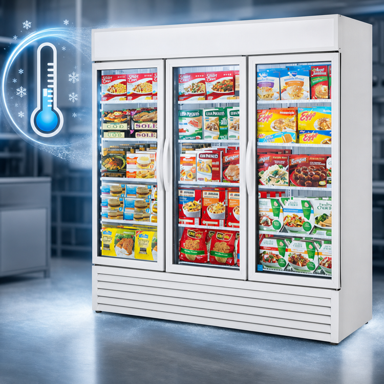 Product image #4 for True GDM-72F-HC~TSL01 3-Section Glass Door Freezer Merchandiser, Self-Contained Bottom-Mount, White