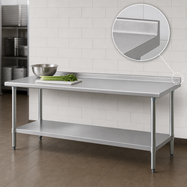 Product image #4 for Deluxe Series 108-Inch x 24-Inch Stainless Steel Work Table with Rear Upturn and Adjustable Undershelf