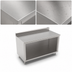 Thumbnail image #4 for John Boos 84 Inch x 36 Inch Stainless Steel Work Table with Open Front Cabinet Base, 5 Inch Backsplash and Stallion Safety Edge