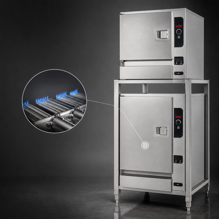 Product image #4 for SteamChef 3 & 6 Double-Stacked Boilerless Gas Convection Steamer with Stand