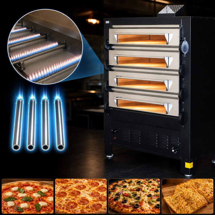 Product image #5 for Peerless 2324P 4-Deck Gas Multideck Pizza Oven with 33" x 22" Stone Decks