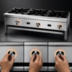 Thumbnail image #4 for Jade Range (Middleby) Supreme JHP-336-F 36-Inch Floor Model Gas Open Burner Hot Plate with 3 Burners, Stainless Steel, 82,500 BTU