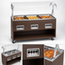 Thumbnail image #4 for Vollrath 2-Series Affordable Portable 3-Well Mobile Hot Food Station with Buffet Breath Guard, Open Storage Base, and Walnut Woodgrain Finish, 208-240V