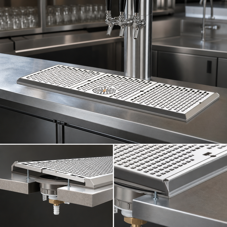 Product image #4 for Perlick C18750-51-GRC Surface-Mount Drainer with Glass Rinser for Brew Pipe Towers, 51 Inch