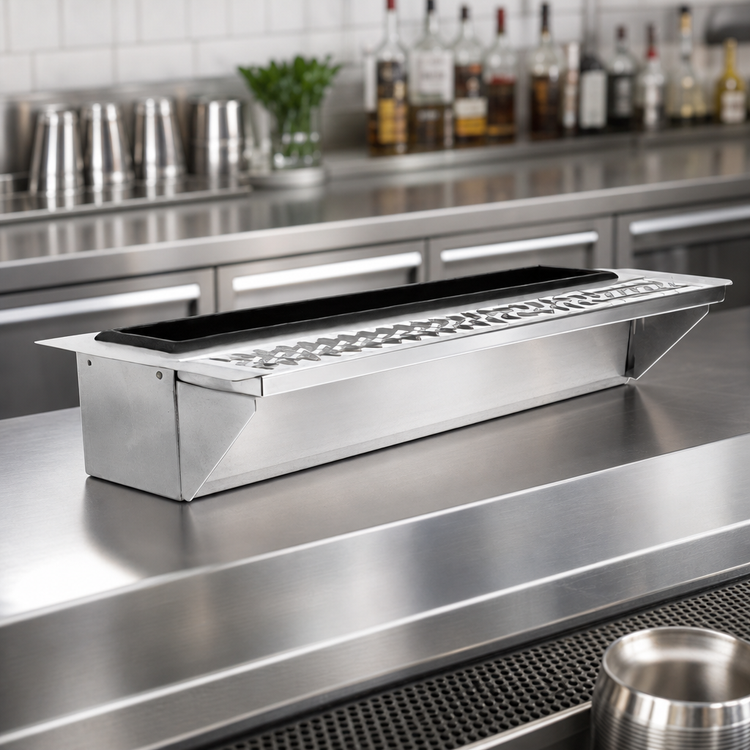 Product image #4 for Glastender DI-MDR36 36 Inch Drop-In Stainless Steel Mixology Well and Drink Rail