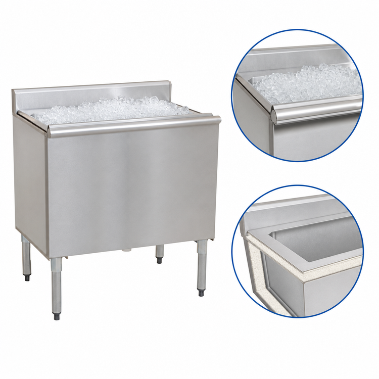 Product image #4 for Eagle 1800 Series B42IC-12D-18-7 Underbar Ice Chest with Sealed-In 7-Circuit Cold Plate, 42"W x 20"D, 12" Deep Bin