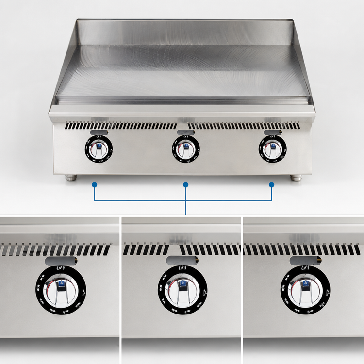 Product image #4 for Ultra-Max 36-Inch Countertop Gas Griddle with Manual Controls and Polished Steel Plate