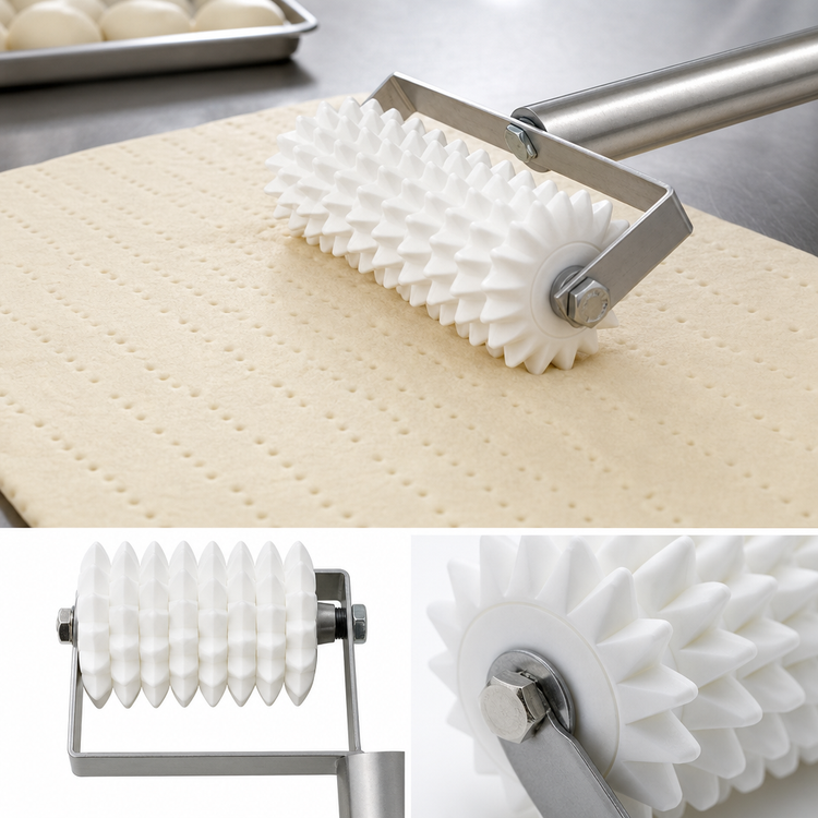 Product image #4 for Winco 5-Inch 8-Wheel Stainless Steel Dough Roller Docker
