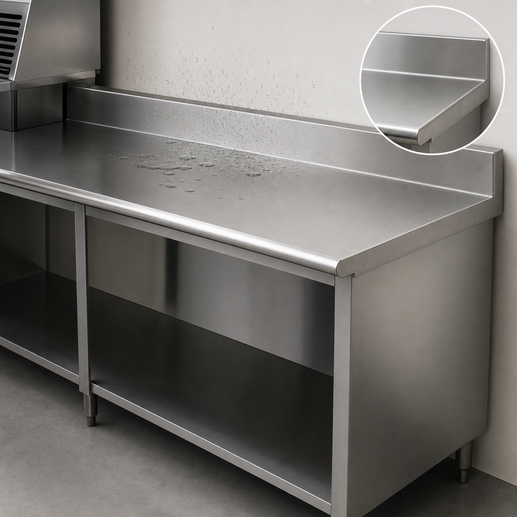 Product image #4 for Advance Tabco Special Value Series 108-Inch x 24-Inch Economy Open Base Stainless Steel Work Table with 5-Inch Backsplash