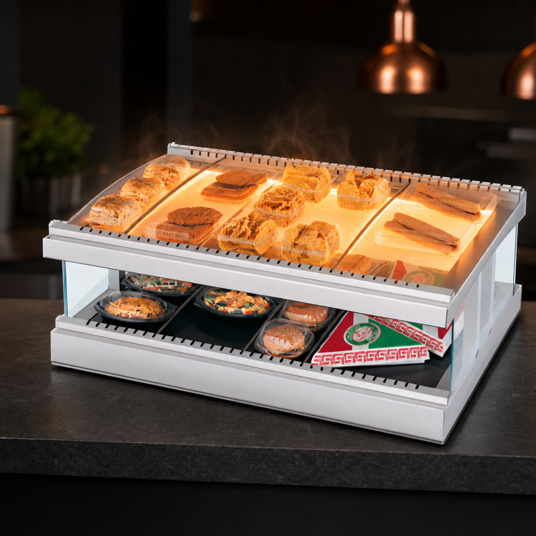 Product image #4 for Hatco Glo-Ray 27-Inch 10-Rod Designer Horizontal Countertop Display Warmer with Heated Glass Shelf