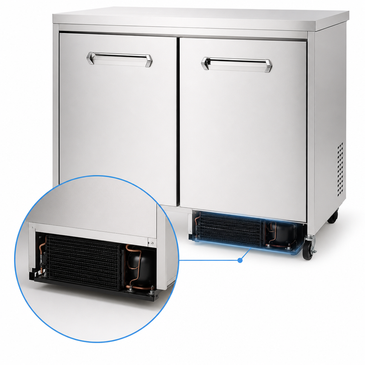 Product image #4 for Kelvinator Commercial 2-Section Undercounter Refrigerator, 36-Inch Wide, ADA Height, 8.9 Cu. Ft., Stainless Steel