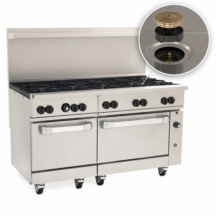 Product image #4 for Vulcan Endurance 60-Inch Natural Gas Restaurant Range with 10 Open Burners and 2 Standard Ovens