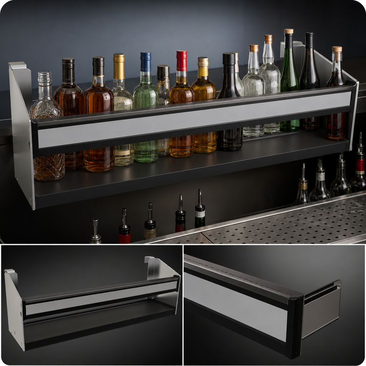 Product image #4 for Glastender 24-Inch Clip-On Single Speed Rail with Lift-Off Liquor ID Cover