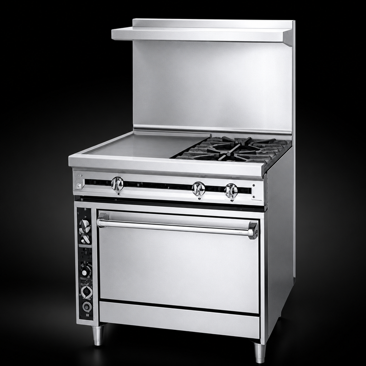 Product image #4 for Titan JTRH-18G-2-36 36-Inch Heavy Duty Gas Range with Two 18-Inch Open Burners, 18-Inch Griddle, and Standard Oven