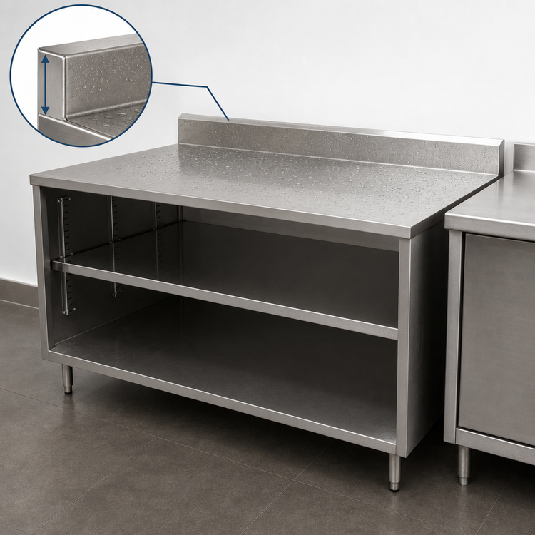 Product image #4 for BK Resources Stainless Steel Chef Table with Open Front Cabinet Base and 5-Inch Riser, 24 x 24 Inches