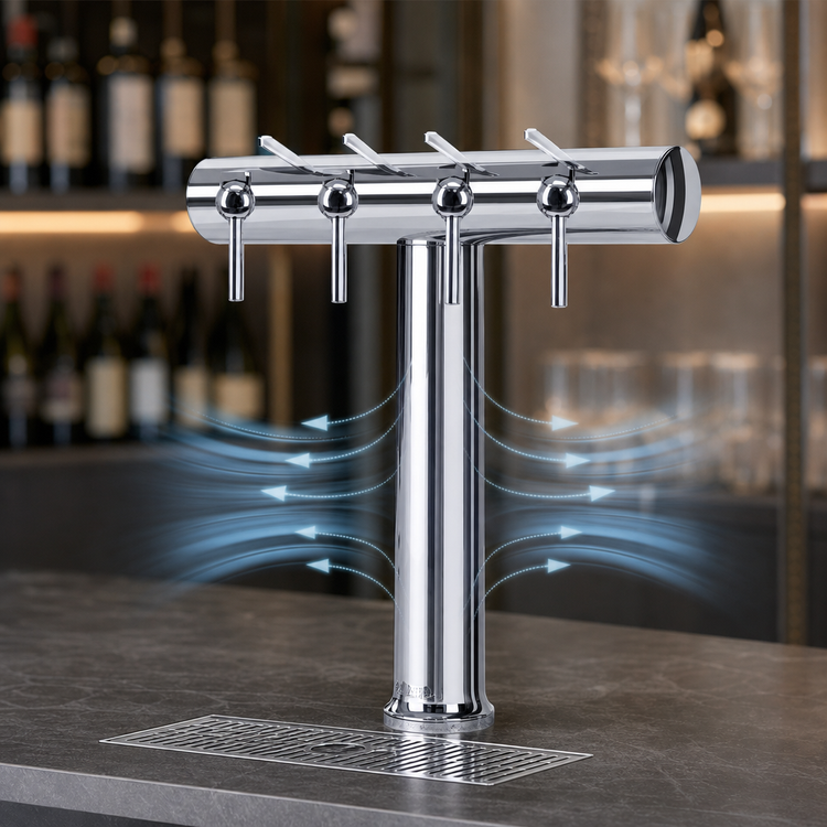 Product image #4 for Havana Single-Column 4-Faucet Countertop Air-Cooled Wine Font, Chrome Finish