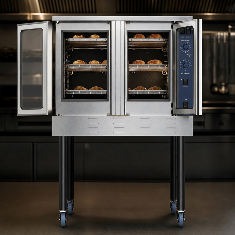 Product image #5 for KoolMore Full-Size Single-Deck Liquid Propane Commercial Convection Oven with Dual Glass Doors