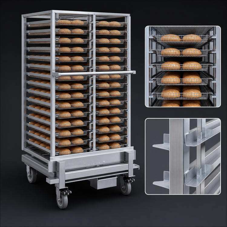 Product image #4 for Cres Cor Double-Width End-Load No-Lift Roll-In Rack for 13 x 26 Wire Baskets, 32-Basket Capacity
