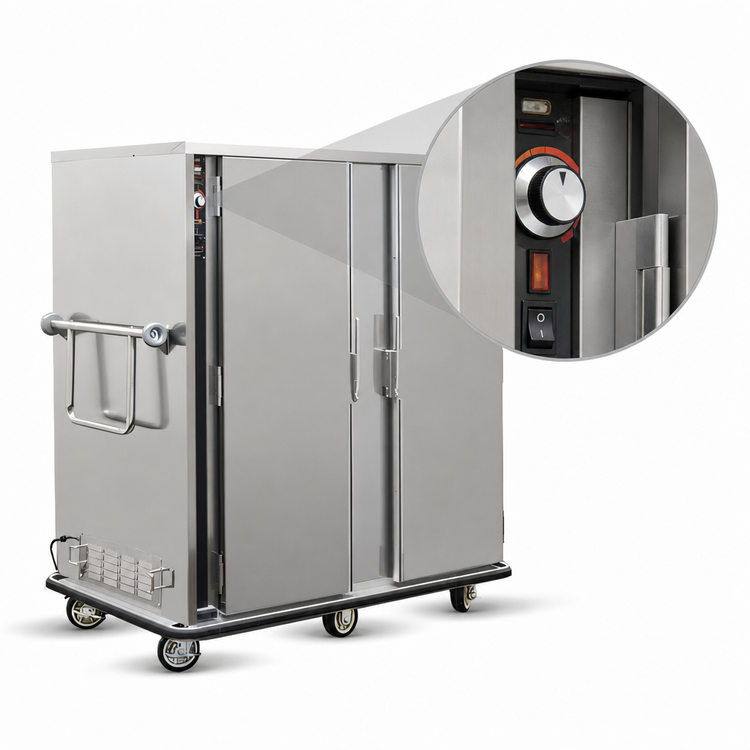 Product image #5 for FWE P-Series Humi-Temp Heated Banquet Cart with Double Doors, 180 Covered Plate Capacity